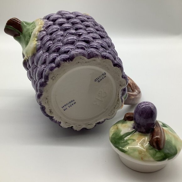 Majolica Vintage Grape Designed Pitcher, Made in Portugal Collectible Serveware - Picture 11 of 12